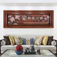 墙面客厅装饰画中堂挂画餐厅客厅玉雕画立体浮雕画