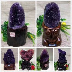 天然紫水晶簇晶块晶花原石摆件巴西紫晶洞聚宝盆钱袋子