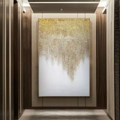 纯手绘油画现代轻奢玄关抽象挂画别墅客厅金箔装饰画肌理金粉壁画