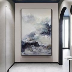 纯手绘油画北欧轻奢客厅装饰画简约抽象挂画玄关玄幻过道壁画大幅